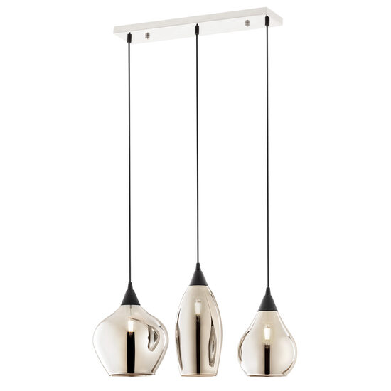 Lustra moderna crom abajururi sticla fumurie 3xE14/28W, Tanner 01-3193 Smarter