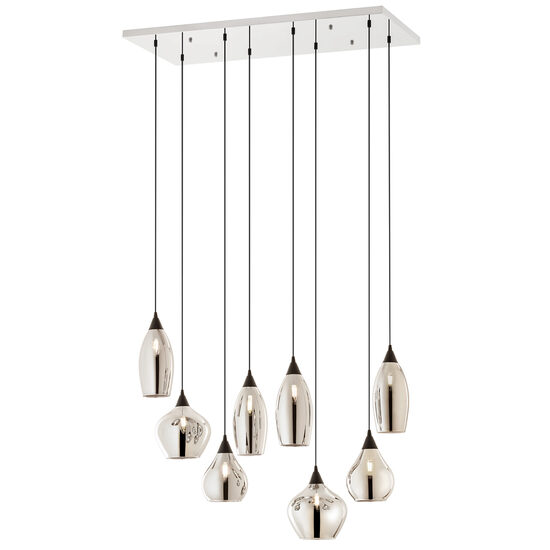 Lustra moderna crom abajururi sticla fumurie 8xE14/28W, Tanner 01-3195 Smarter