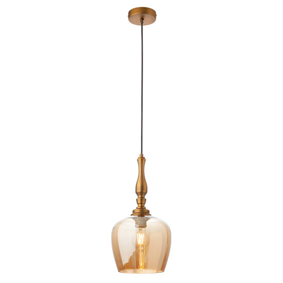 Lustra clasica bronz antichizat abajur sticla ambra E27/42W, Toll 01-2740 Smarter