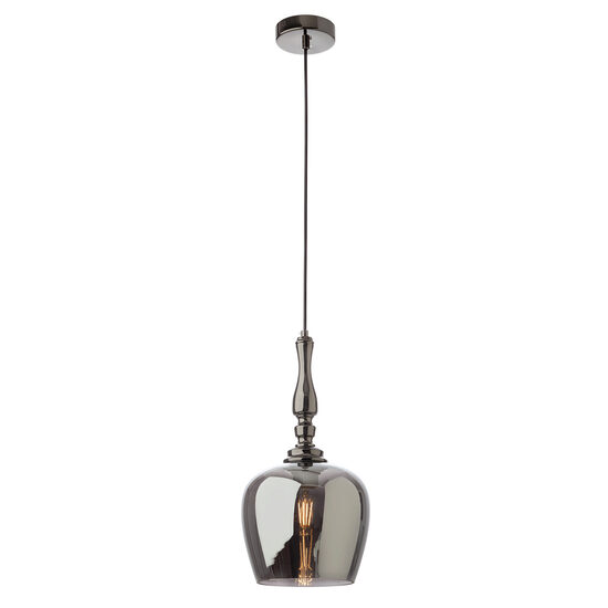 Lustra clasica crom negru abajur sticla fumurie E27/42W, Toll 01-2752 Smarter