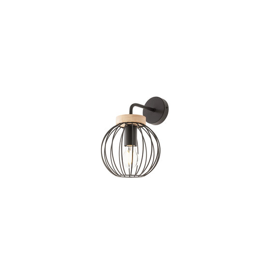 Aplica negru mat lemn natur E27/42W, Trellis 01-3134 Smarter