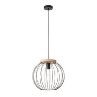 Lustra negru mat lemn natur E27/42W, Trellis 01-3136 Smarter