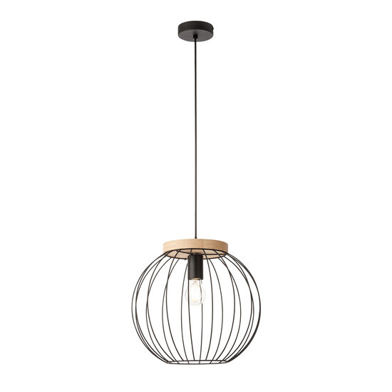 Lustra negru mat lemn natur E27/42W, Trellis 01-3136 Smarter