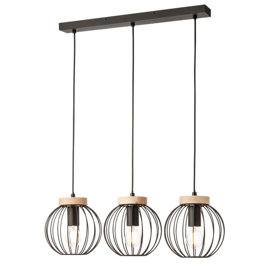 Lustra negru mat lemn natur 3xE27/42W, Trellis 01-3138 Smarter