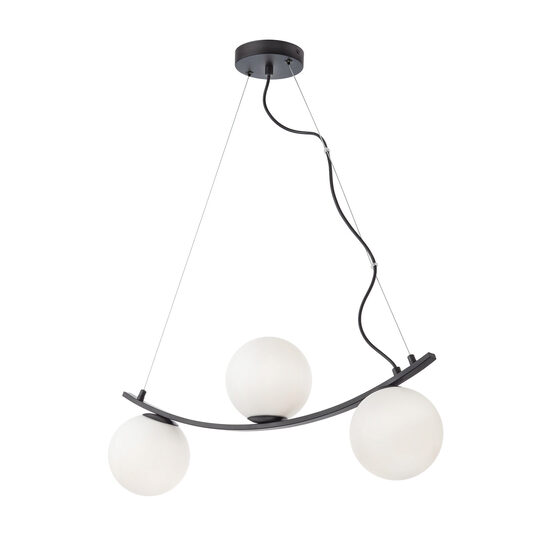 Lustra moderna neagra abajururi sticla opal 3xE14/28W, Volley 01-2718 Smarter