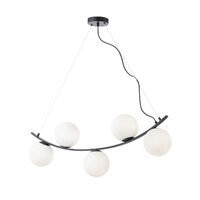 Lustra moderna neagra abajururi sticla opal 5xE14/28W, Volley 01-2722 Smarter