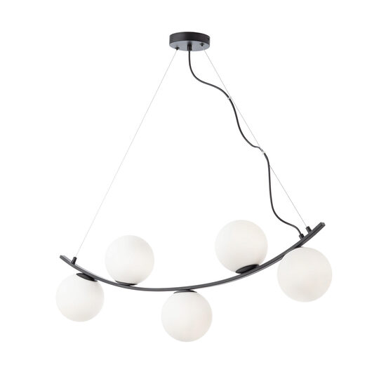 Lustra moderna neagra abajururi sticla opal 5xE14/28W, Volley 01-2722 Smarter