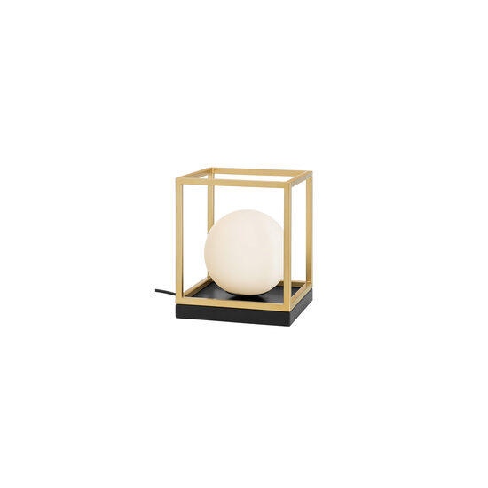 Veioza negru mat cadru alama abajur sticla opal E14/28W, Zodiac 01-3052 Smarter