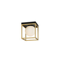 Aplica/Plafoniera negru mat cadru alama abajur sticla opal E14/28W, Zodiac 01-3053 Smarter