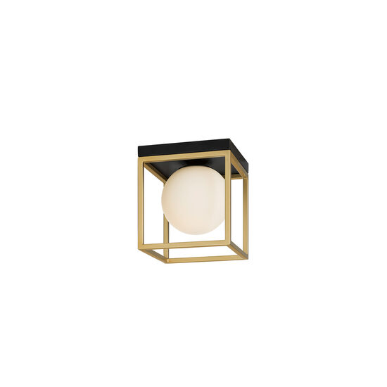 Aplica/Plafoniera negru mat cadru alama abajur sticla opal E14/28W, Zodiac 01-3053 Smarter
