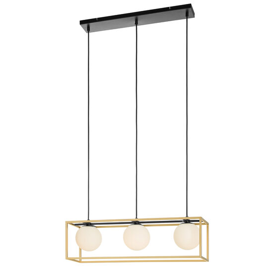 Lustra negru mat cadru alama abajururi sticla opal 3xE14/28W, Zodiac 01-3057 Smarter