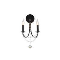Aplica negru mat ornamente cristal 2xE14/28W, Aphrodite 02-993 Smarter