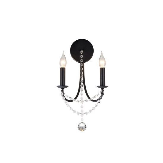 Aplica negru mat ornamente cristal 2xE14/28W, Aphrodite 02-993 Smarter