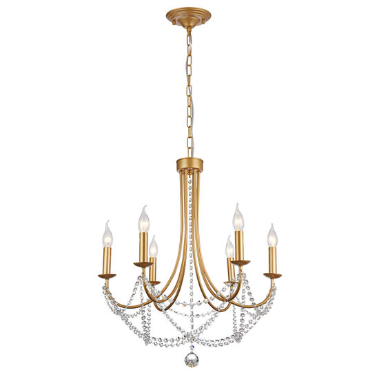 Candelabru auriu mat ornamente cristal 6xE14/28W, Aphrodite 02-994 Smarter