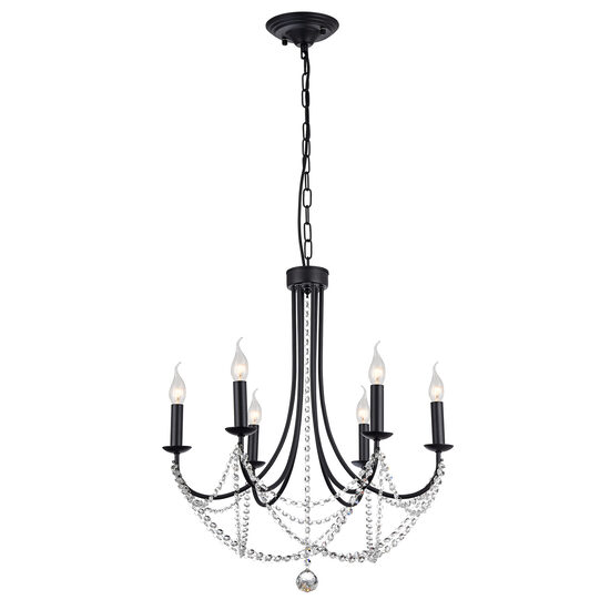 Candelabru negru mat ornamente cristal 6xE14/28W, Aphrodite 02-995 Smarter