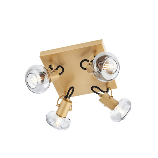 Plafoniera auriu mat abajur sticla fumurie 4xE1428W, Matias 04-549 Smarter