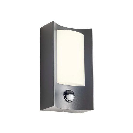 Aplica exterior LED IP44 gri inchis senzor prezenta+crepuscular 8W/490lm/3000K, Warp 90486 Smarter