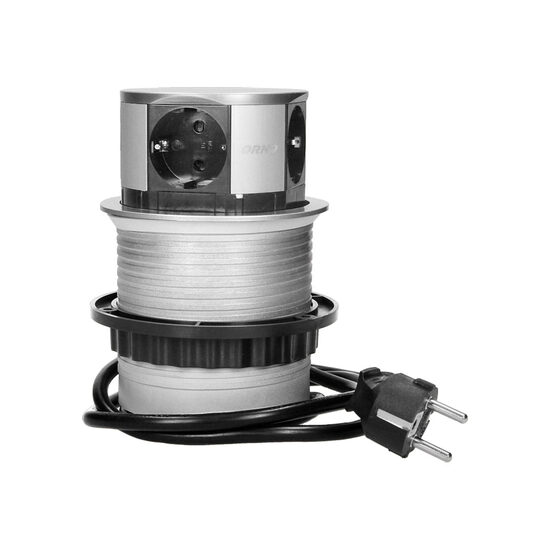 Priză Schuko încastrabilă cu cablu 1.5m pentru birou, OR-AE-1341(GS) Orno