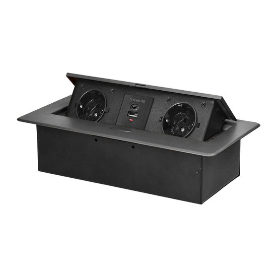 Priză încastrabilă birou, 2x2P+E (Schuko), 2xUSB, OR-GM-9034(GS)/GR Orno