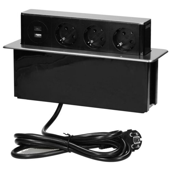 Priza încastrabilă birou 2P+E tip Schuko 2xUSB, OR-GM-9014(GS)/B-G Orno