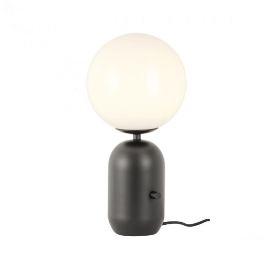 Veioza moderna Helios neagra abajur sticla opal E14/28W, 01-2930 Redo