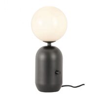 Veioza moderna Helios neagra abajur sticla opal E14/28W, 01-2932 Redo