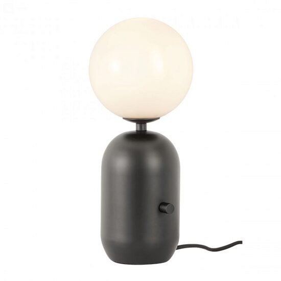 Veioza moderna Helios neagra abajur sticla opal E14/28W, 01-2932 Redo