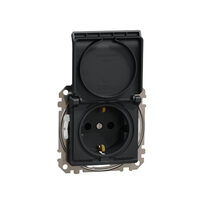 Priza simpla antracit 16A 2P+E obturatoare+capac IP44 Design, Schneider Electric SDD211023