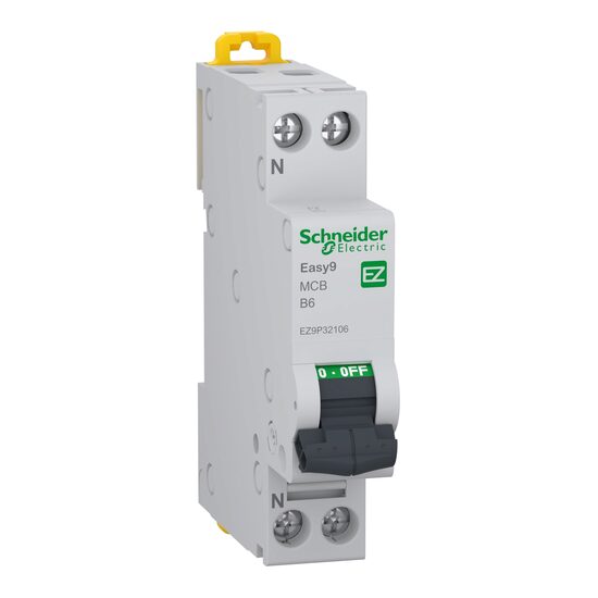 Siguranta automata 6A, 1P+N, curba B, Schneider Electric Easy9 EZ9P32106