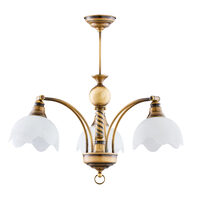 Lustra clasica alama patinata abajururi sticla 3xE27/60W Jupiter 003 Jupiter