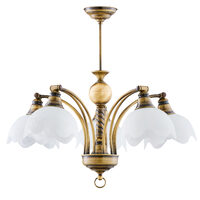 Lustra clasica alama patinata abajururi sticla 5xE27/60W Jupiter 005 Jupiter