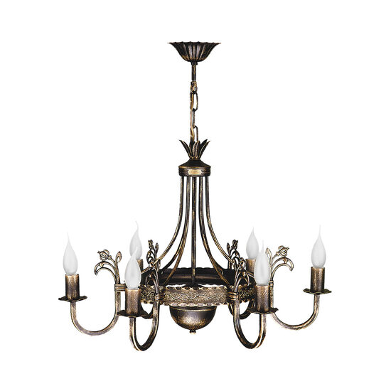 Candelabru rustic din alama patinata brate elegante 6xE14/40W Korona 224 Jupiter