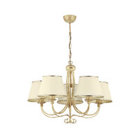 Candelabru clasic auriu mat abajururi textile albe-ivoire 5xE27/60W Laura 515 Jupiter