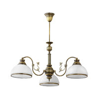 Candelabru clasic alama patinata abajururi sticla opal 3xE27/60W Zeus 622 Jupiter