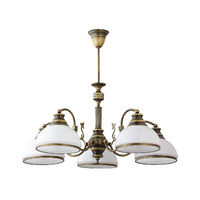 Candelabru clasic alama patinata abajururi sticla opal 5xE27/60W Zeus 624 Jupiter