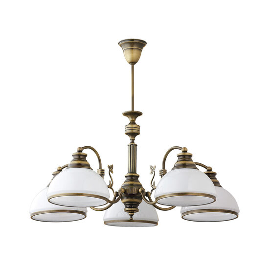 Candelabru clasic alama patinata abajururi sticla opal 5xE27/60W Zeus 624 Jupiter