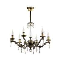 Candelabru clasic alama patinata pandantive cristal 6xE14/40W Markiza 765 Jupiter