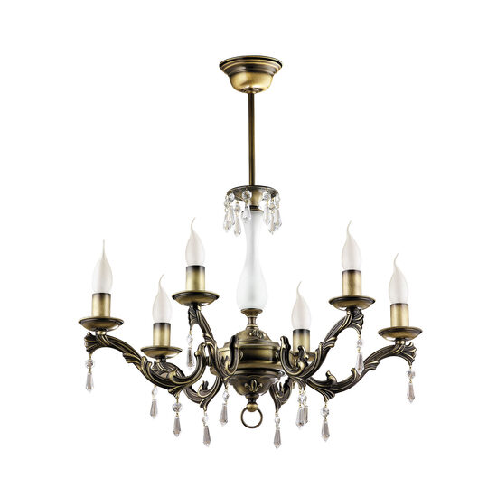 Candelabru clasic alama patinata pandantive cristal 6xE14/40W Markiza 765 Jupiter