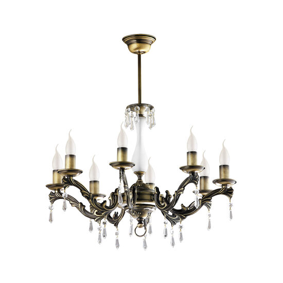 Candelabru clasic alama patinata pandantive cristal 8xE14/40W Markiza 766 Jupiter