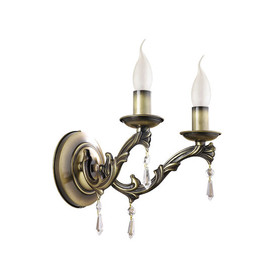 Aplica clasica alama patinata pandantive cristal 2xE14/40W Markiza 768 Jupiter
