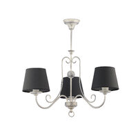 Candelabru modern argintiu antichizat abajururi negre 3xE27/60W Arkada 1158 Jupiter