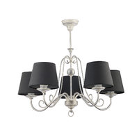 Candelabru modern argintiu antichizat abajururi negre 5xE27/60W Arkada 1159 Jupiter