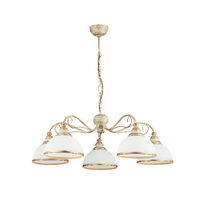 Candelabru clasic ecru abajururi sticla 5xE27/60W Xsara 1172 Jupiter
