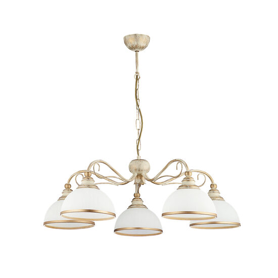 Candelabru clasic ecru abajururi sticla 5xE27/60W Xsara 1172 Jupiter
