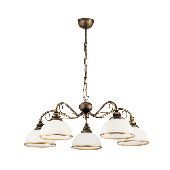 Candelabru clasic alama patinata abajururi sticla 5xE27/60W Xsara 1177 Jupiter