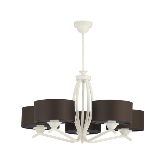 Candelabru modern brate albe abajururi textile negre 5xE27/60W Kaszmir 1192 Jupiter