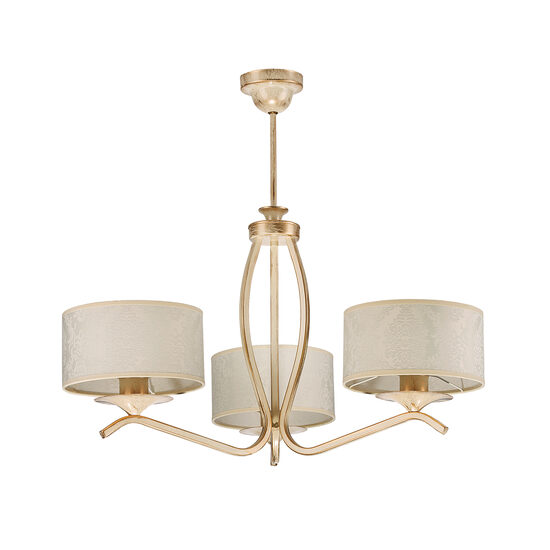 Candelabru modern brate ecru abajururi textile bej 3xE27/60W Kaszmir 1274 Jupiter