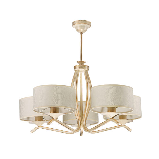 Candelabru modern brate ecru abajururi textile bej 5xE27/60W Kaszmir 1275 Jupiter