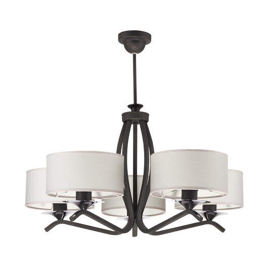 Candelabru modern brate negre abajururi textile albe 5xE27/60W Kaszmir 1279 Jupiter