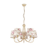 Candelabru shabby chic ecru antichizat abajururi textile 5xE27/60W Sara 1284 Jupiter